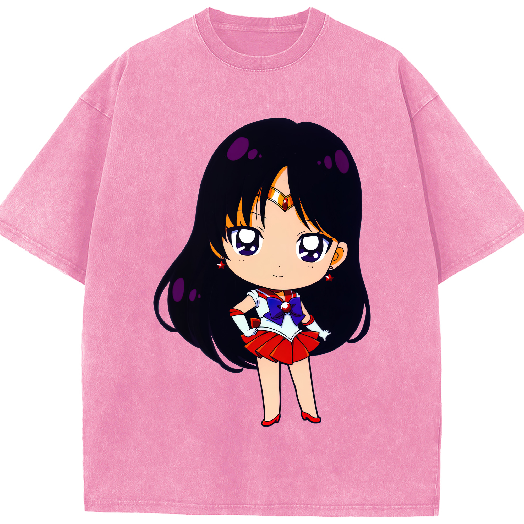 （画像用） 美少女戦士セーラームーン 火野レイ ひの レイ Sailor Moon Hino Rei （セーラーマーズ,Sailor Mars） 綿100% ヴィンテージ風 半袖Tシャツ（フロントプリント）